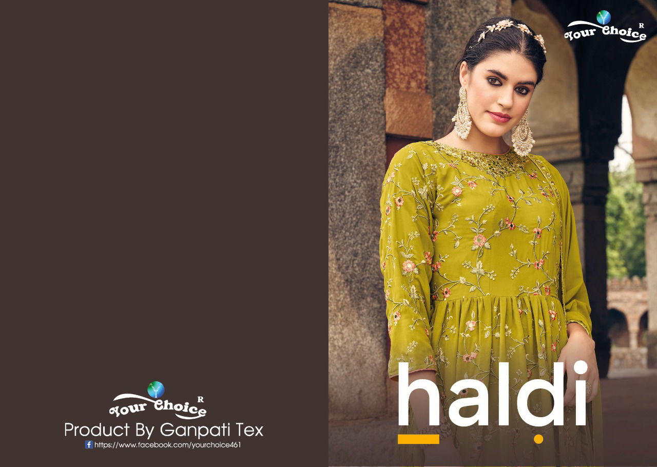 Your choice Haldi Heavy Wedding Wear Wholesale Georgette Salwar Suits 